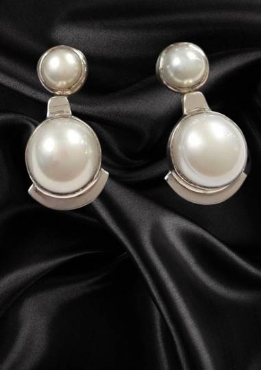 Sterling Silver Double Pearl Stud Earrings